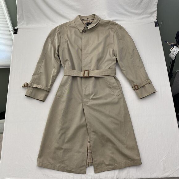 VTG Christian Dior Monsieur Trench Coat Mens 42L Beige Belted Lined Raincoat 80s - Picture 3 of 16